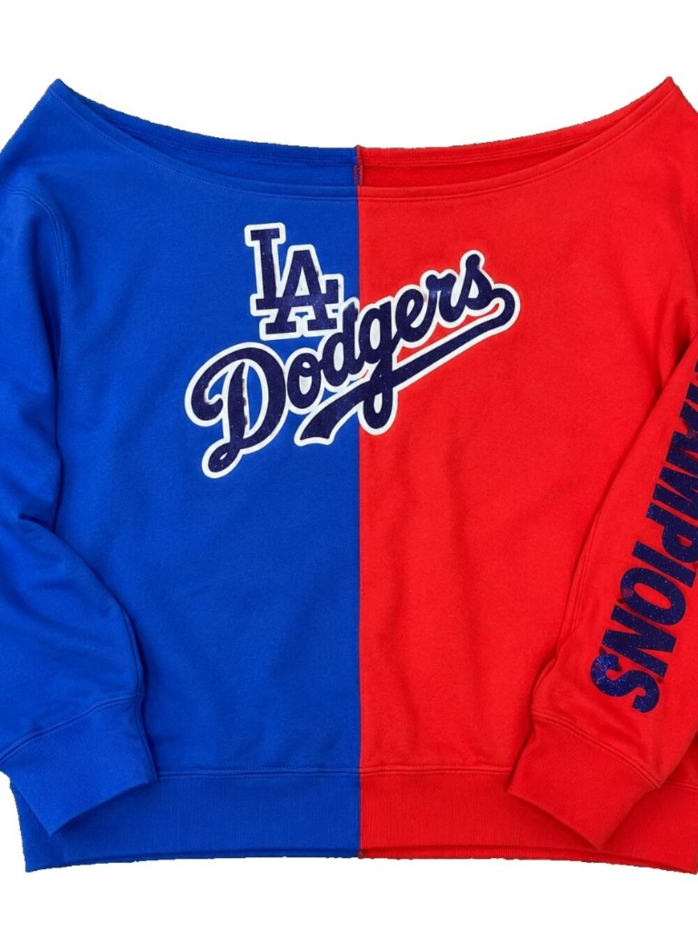 LA Dodgers Champions Homemade Women's XXL Unique Off Shoulder Sweatshirt